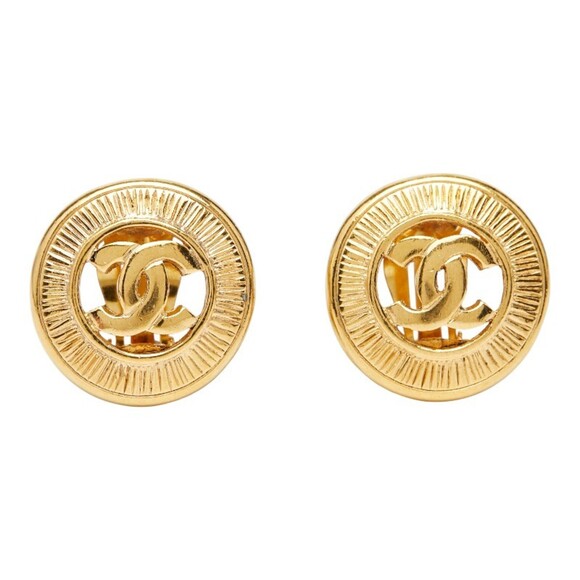 CHANEL Gold Logo Earrings - Picture 2 of 6
